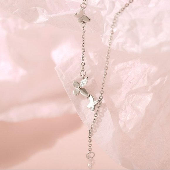 *NEW Sterling Silver Diamond Butterfly Necklace - Picture 13 of 15